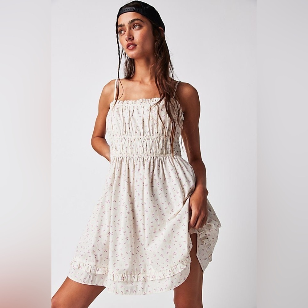 Free People Gabby Mini Dress new without tags size medium color cream bohemian